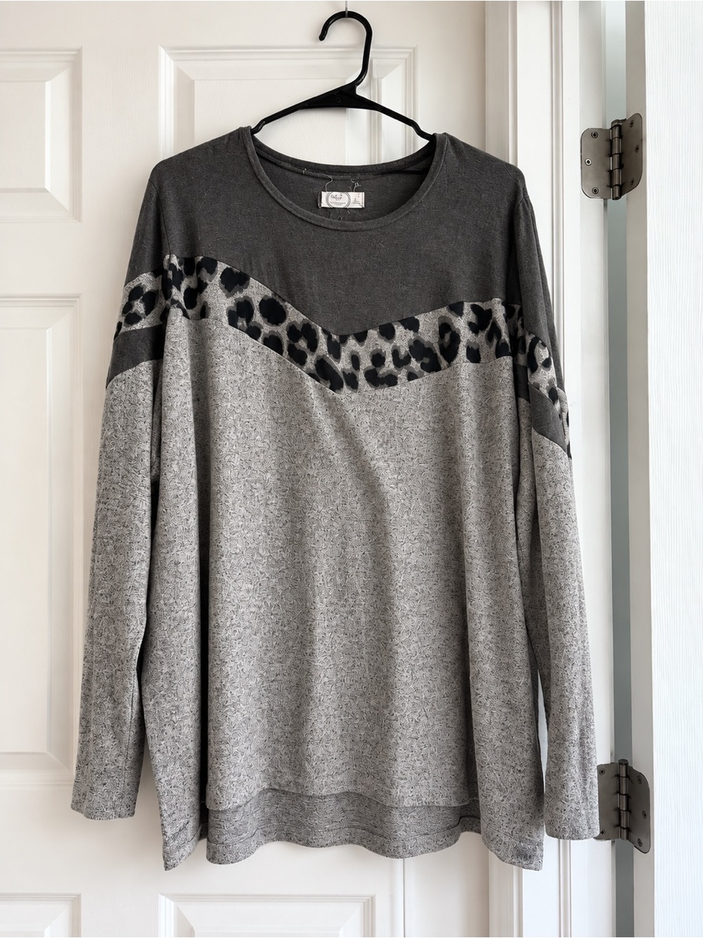 Maurices Gray Leopard-Accent Pullover Sweatshirt